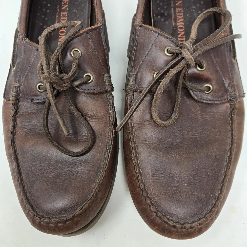 ALLEN EDMONDS Men's Port Washington  Boat‎ Shoes Size 11 1/2 D US Brown Leather